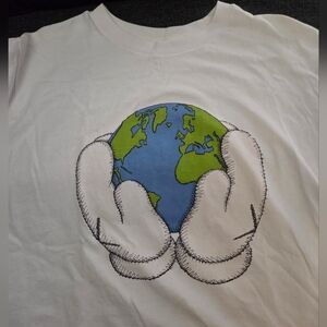 KAWS White Tee with Earth Graphic